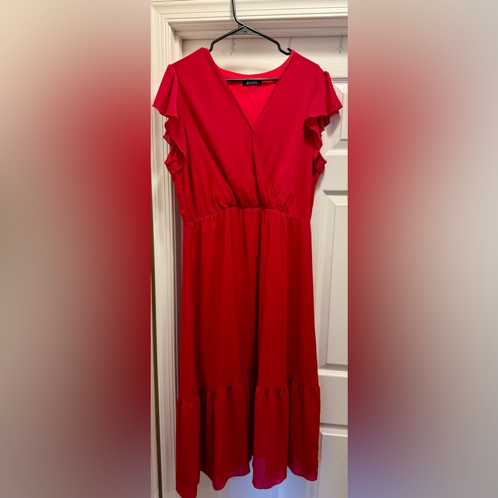 Elegant Asymmetrical Red Dress